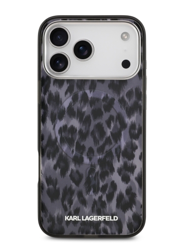 Karl Lagerfeld для iPhone 17 Pro Max чехол IML Leopard Metal camera Hard Black (MagSafe)