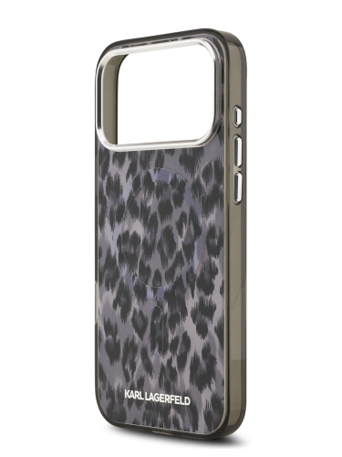 Karl Lagerfeld для iPhone 17 Pro Max чехол IML Leopard Metal camera Hard Black (MagSafe)