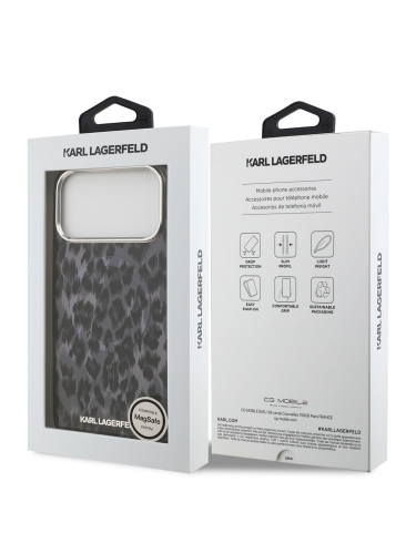 Karl Lagerfeld для iPhone 17 Pro Max чехол IML Leopard Metal camera Hard Black (MagSafe)