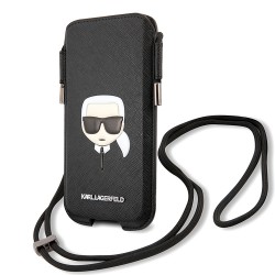 Чехол-карман Karl Lagerfeld для смартфонов Pouch PU Saffiano Karl's head Black (M-size)