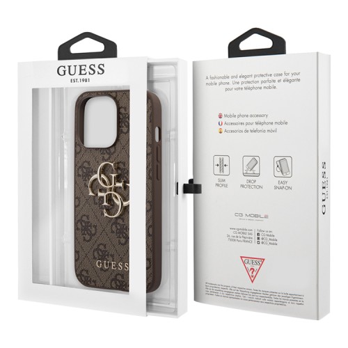 Чехол Guess 4G Big metal logo Hard для iPhone 13 Pro, коричневый