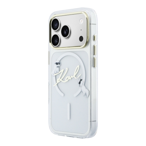 Karl Lagerfeld для iPhone 17 Pro чехол IML NFT Choupettes Script logo Metal Cam прозрачный (MagSafe)