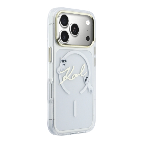 Karl Lagerfeld для iPhone 17 Pro чехол IML NFT Choupettes Script logo Metal Cam прозрачный (MagSafe)