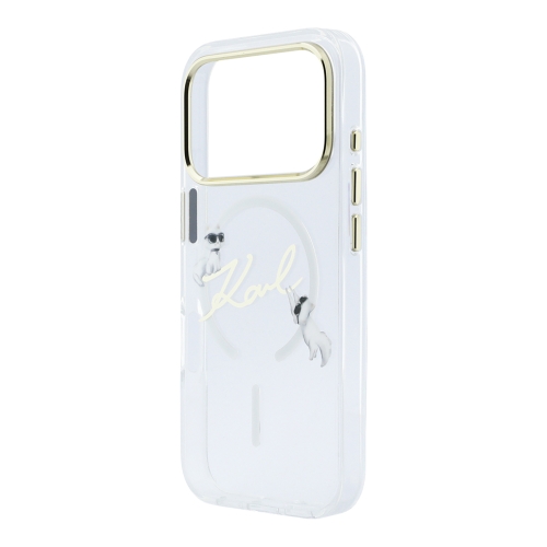 Karl Lagerfeld для iPhone 17 Pro чехол IML NFT Choupettes Script logo Metal Cam прозрачный (MagSafe)