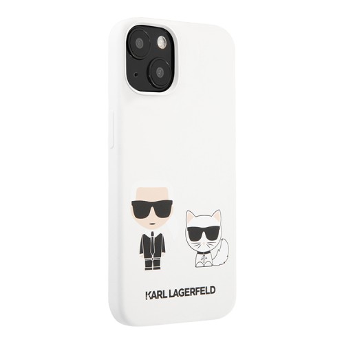 Чехол Lagerfeld Liquid silicone Karl & Choupette Hard для iPhone 13, белый