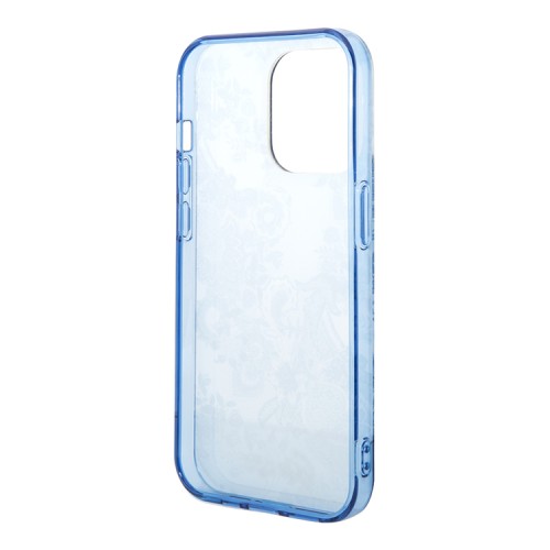 Чехол Guess Toile de Jouy w Electroplated camera Hard для iPhone 14 Pro, голубой