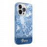 Чехол Guess Toile de Jouy w Electroplated camera Hard для iPhone 14 Pro, голубой