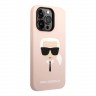 Чехол Lagerfeld Liquid silicone Karl's Head для iPhone 14 Pro Max, розовый