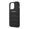 Кожаный чехол AMG Leather Debossed lines Hard для iPhone 14 Pro, черный