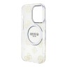 Чехол Guess Peony Glitter Hard для iPhone 13 Pro, прозрачный/золотой (MagSafe)
