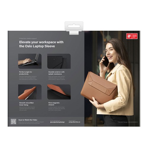 Uniq для ноутбуков 14" чехол Oslo V.2 PU leather Magnetic Laptop sleeve/foldable stand Jet Black