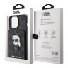 Lagerfeld для iPhone 15 Pro чехол Cardslot Stand PU Saffiano Monogram NFT Karl Ikonik Hard Black