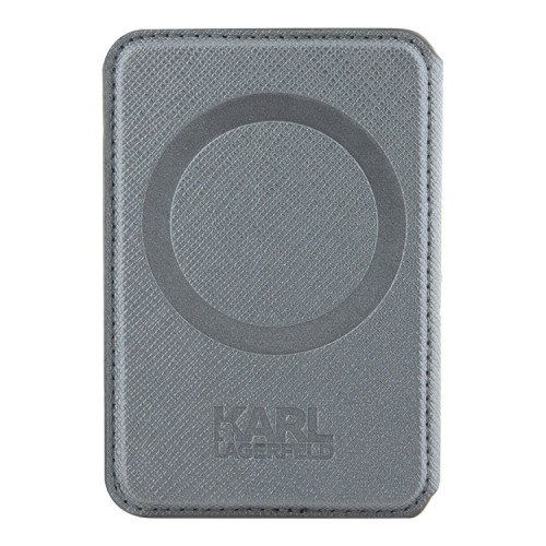 Karl Lagerfeld магнитный бумажник-подставка Wallet MagSafe Cardslot Stand Saffiano Monogram Plate loogo Silver