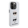 Lagerfeld для iPhone 15 Pro чехол Liquid Silicone NFT Karl & Choupette heads Hard White