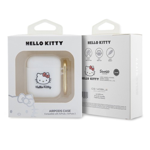 Hello Kitty для Airpods 1/2 чехол Liquid silicone 3D Rubber Kitty Head White