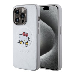 Hello Kitty для iPhone 15 Pro чехол PU Leather Kitty Asleep Hard Silver (MagSafe)