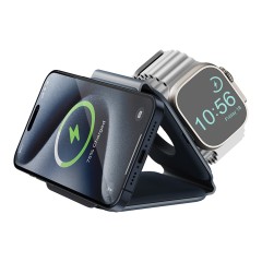 EnergEA Беспроводное СЗУ Bazic GoMag Trio PLUS magnetic wireless foldable 15W Navy Blue