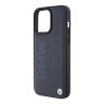 BMW для iPhone 15 Pro Max чехол Signature Leather Logo imprint Hard Navy (MagSafe)
