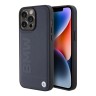 BMW для iPhone 15 Pro Max чехол Signature Leather Logo imprint Hard Navy (MagSafe)