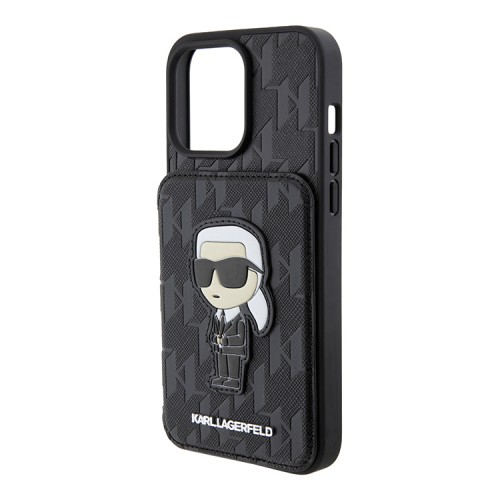 Karl Lagerfeld для iPhone 13 Pro Max чехол Cardslot Stand PU Saffiano Monogram NFT Karl Ikonik Hard Black