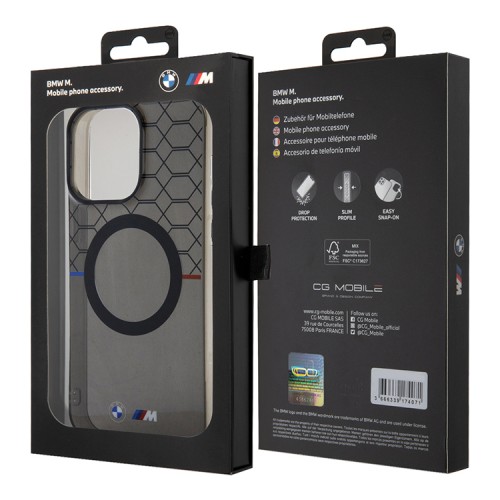 BMW для iPhone 15 Pro Max чехол M-Collection PC/TPU Printed pattern Hard Grey (MagSafe)