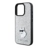 Karl Lagerfeld для iPhone 16 Pro Max чехол Fixed glitters NFT Choupette Silver