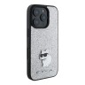 Karl Lagerfeld для iPhone 16 Pro Max чехол Fixed glitters NFT Choupette Silver