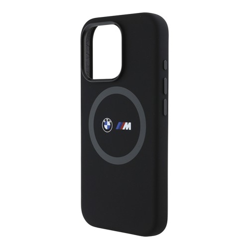 BMW для iPhone 16 Pro Max чехол M-Collection Liquid silicone Ring Metal camera Hard Black (MagSafe)