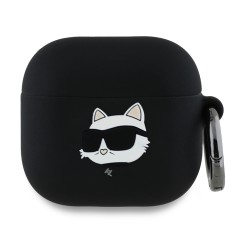 Karl Lagerfeld для Airpods 4 чехол Silicone case with ring NFT 3D Choupette Black