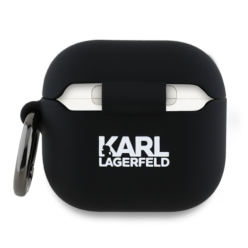 Karl Lagerfeld для Airpods 4 чехол Silicone case with ring NFT 3D Choupette Black