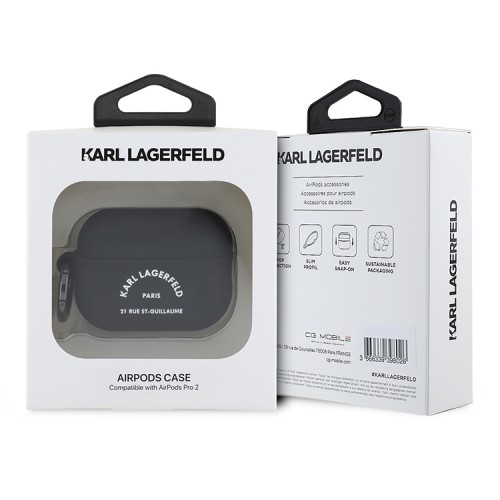 Karl Lagerfeld для Airpods Pro 2 чехол Silicone case with ring RSG logo Black