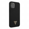 Чехол Guess Liquid Silicone Triangle metal logo для iPhone 12 Pro Max, черный