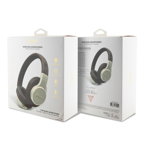 Guess наушники беспроводные накладные Bluetooth HP Dual 4G with Script Metal Logo Brown/Gold