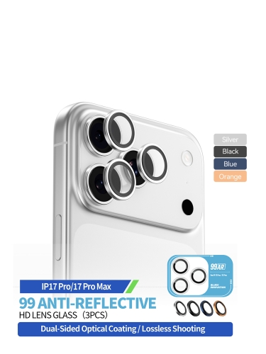 BlueO стекло для iPhone 17 Pro/17 Pro Max, Camera Lens 99-AR PVD Titanium 3 шт. Grey +installer