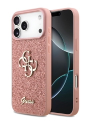 Guess для iPhone 17 Pro чехол Fixed Glitters 4G Big metal logo Hard Pink