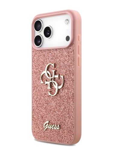 Guess для iPhone 17 Pro чехол Fixed Glitters 4G Big metal logo Hard Pink