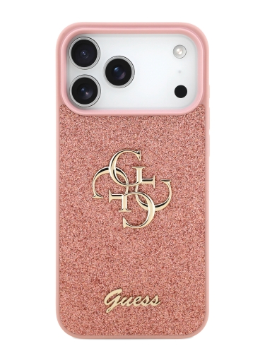 Guess для iPhone 17 Pro чехол Fixed Glitters 4G Big metal logo Hard Pink