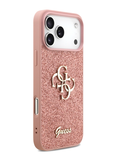 Guess для iPhone 17 Pro чехол Fixed Glitters 4G Big metal logo Hard Pink