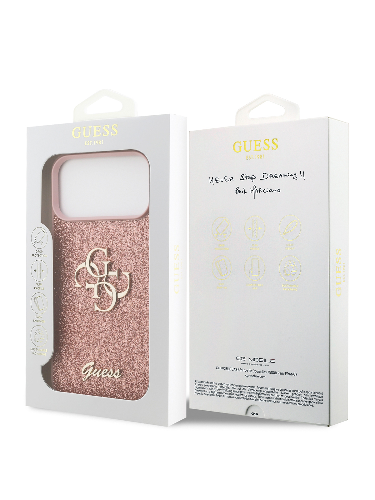 Guess GUHCP13X4GDPI Case For IPhone 13 Pro Max 6.7 Inch Pink 4G Stripe