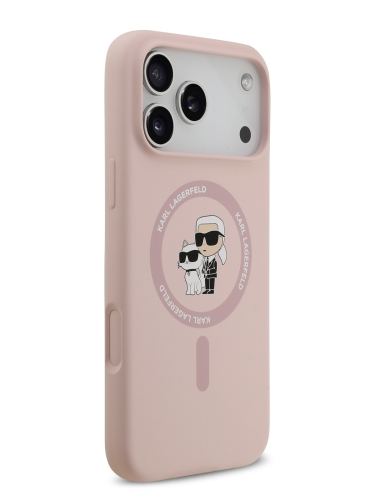 Karl Lagerfeld для iPhone 17 Pro Max чехол Liquid Silicone NFT Karl & Choupette Hard Pink (MagSafe)