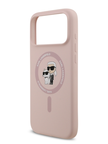 Karl Lagerfeld для iPhone 17 Pro Max чехол Liquid Silicone NFT Karl & Choupette Hard Pink (MagSafe)