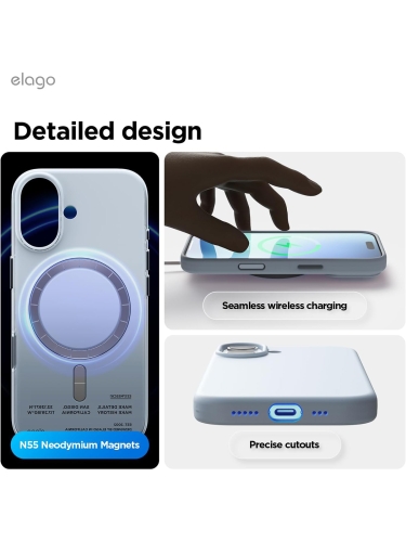 Elago для iPhone 17 чехол Magnetic Silicone Light Blue (MagSafe)