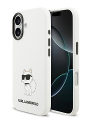 Karl Lagerfeld для iPhone 17 чехол Liquid silicone NFT Choupette Metal Cam Hard White (MagSafe)
