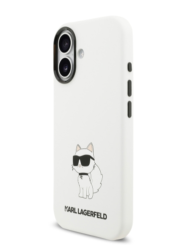 Karl Lagerfeld для iPhone 17 чехол Liquid silicone NFT Choupette Metal Cam Hard White (MagSafe)