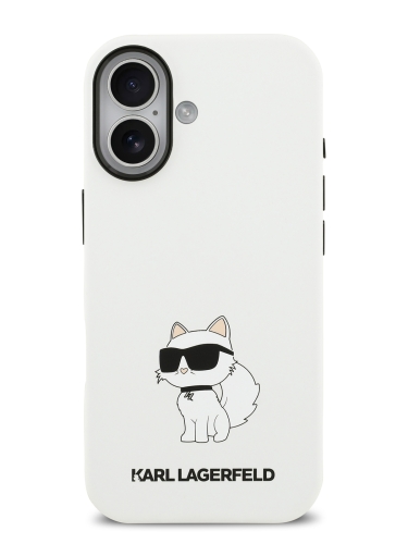 Karl Lagerfeld для iPhone 17 чехол Liquid silicone NFT Choupette Metal Cam Hard White (MagSafe)