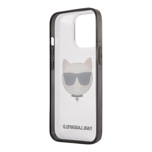 Lagerfeld Choupette Hard Transparent чехол для iPhone 13 Pro Max, черная рамка