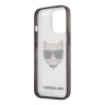Lagerfeld Choupette Hard Transparent чехол для iPhone 13 Pro Max, черная рамка