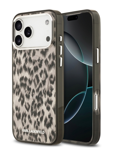 Karl Lagerfeld для iPhone 17 Pro Max чехол IML Leopard Metal camera Hard Brown (MagSafe)