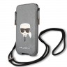 Lagerfeld для смартфонов Pouch PU Saffiano Karl's head Silver (L-size) KLHCP12LOPHKHG