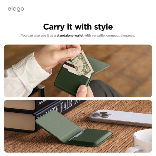 (Уценка) Elago магнитный бумажник MagSafe Card Pocket PU Leather Dark Green